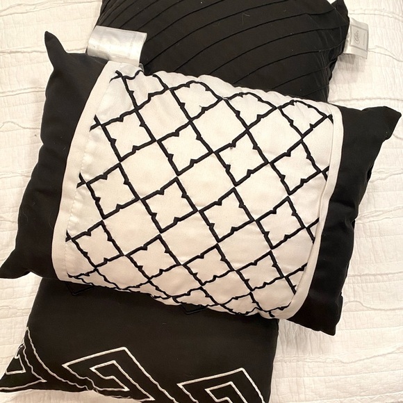 Bb&b Bedding Bundle of 3 Plush Throw Accent Pillows Black White New Condition - Picture 1 of 6